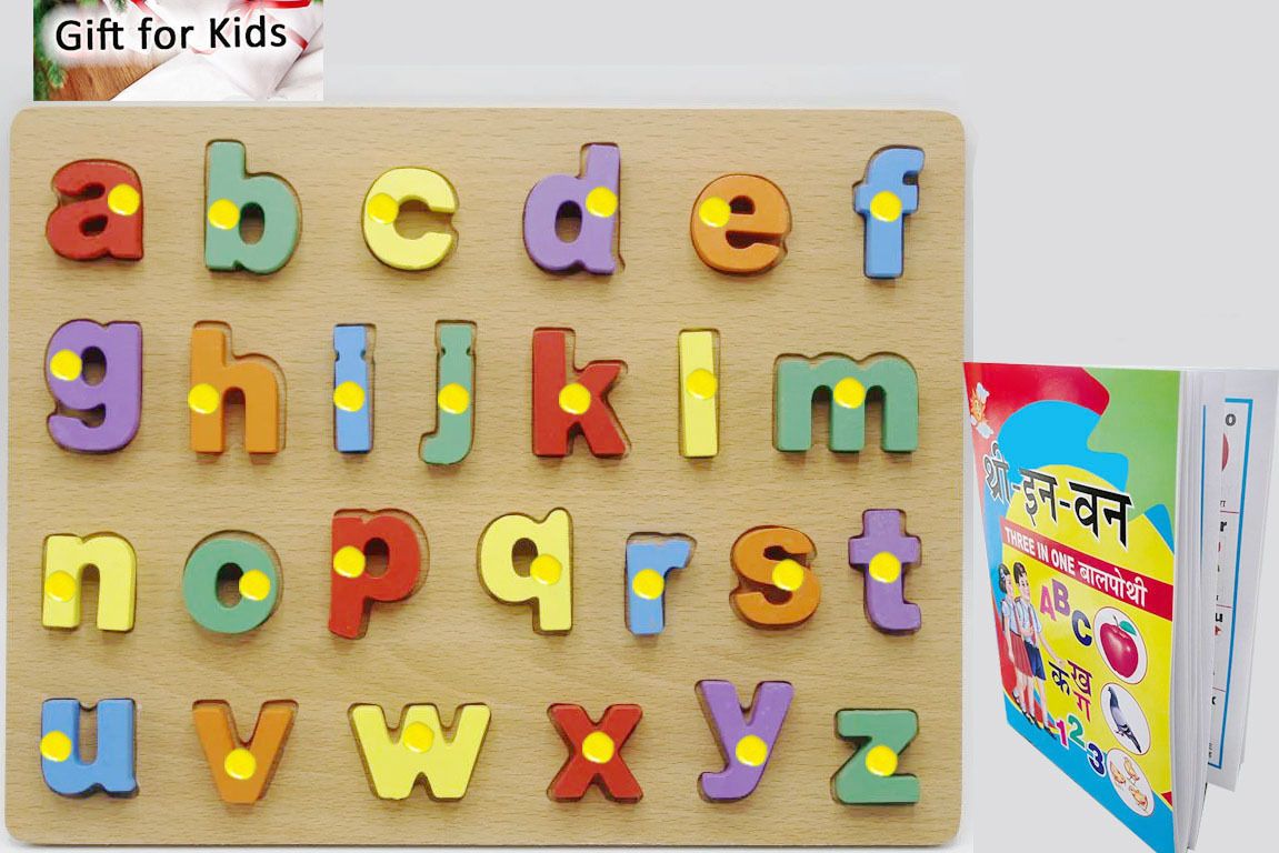 shalafi Wooden Small Alphabet Letters Learning Educational Puzzle Toy for Kids+3in1 Book-picture-32