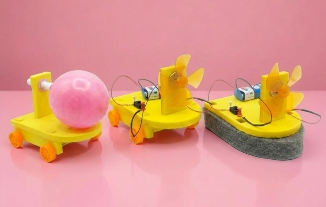 erhindia DIY 3 in 1 Science Fair Project Kit Balloon Car Wind Powered Boat STEM-picture-2