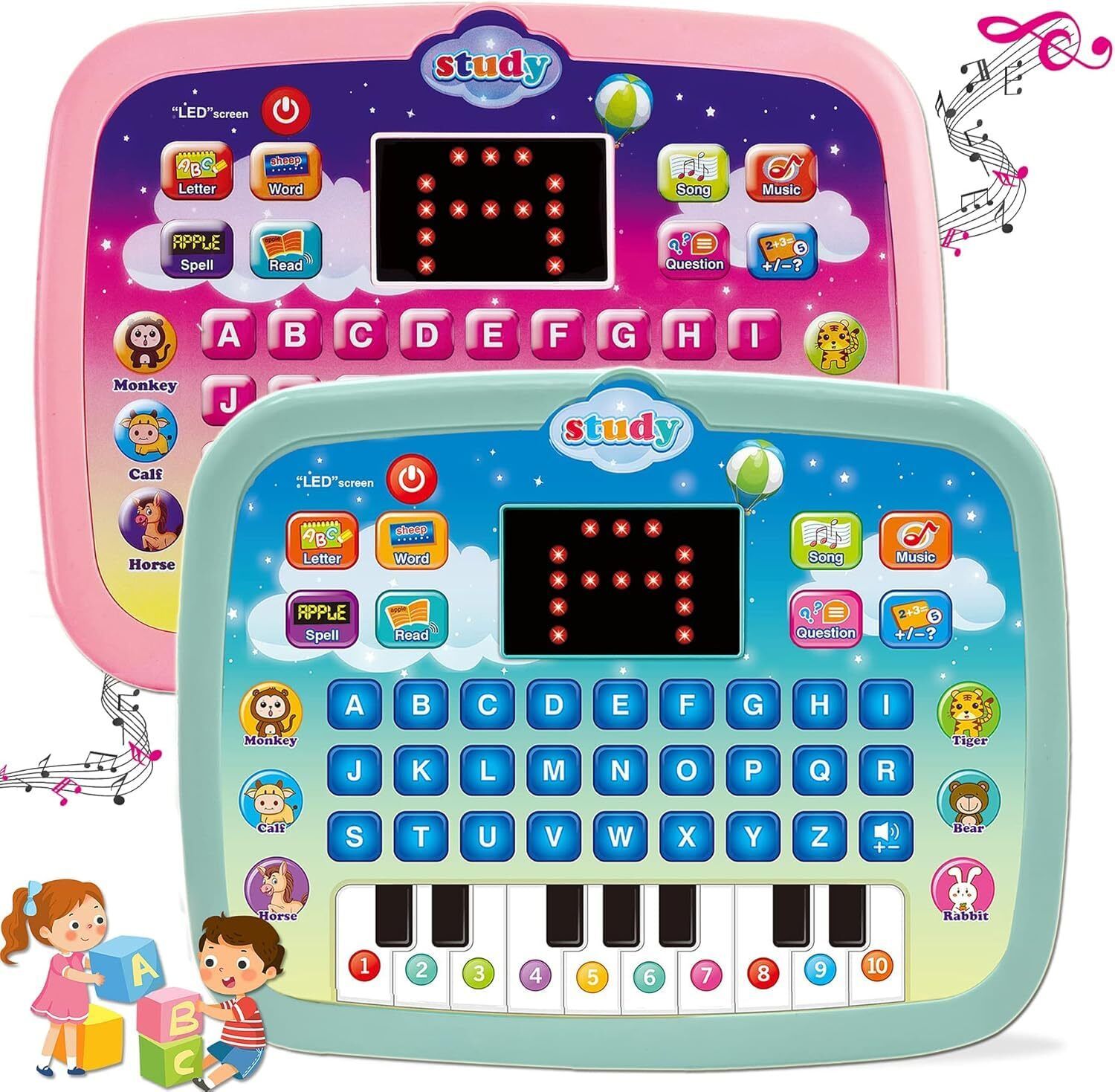 Learning Educational Computer Kids Piano Laptop with Led Screen & Music