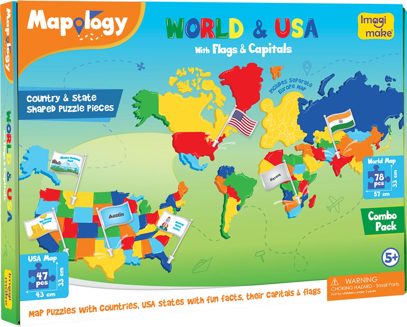 imagimake Mapology World & USA with Flags & Capitals-picture-19