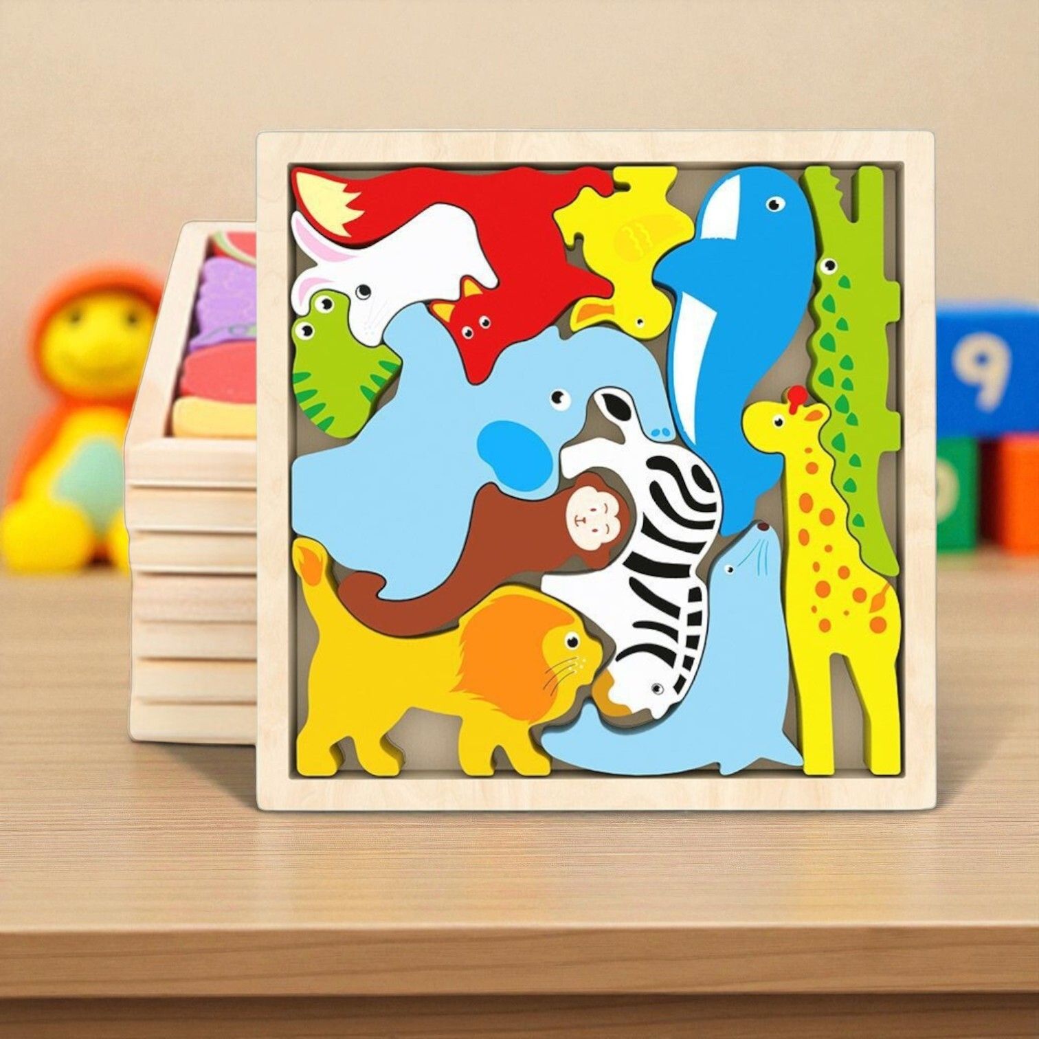 Multicolor Wooden Animal Puzzle – Fun & Educational Toy for Kids W157-image-23
