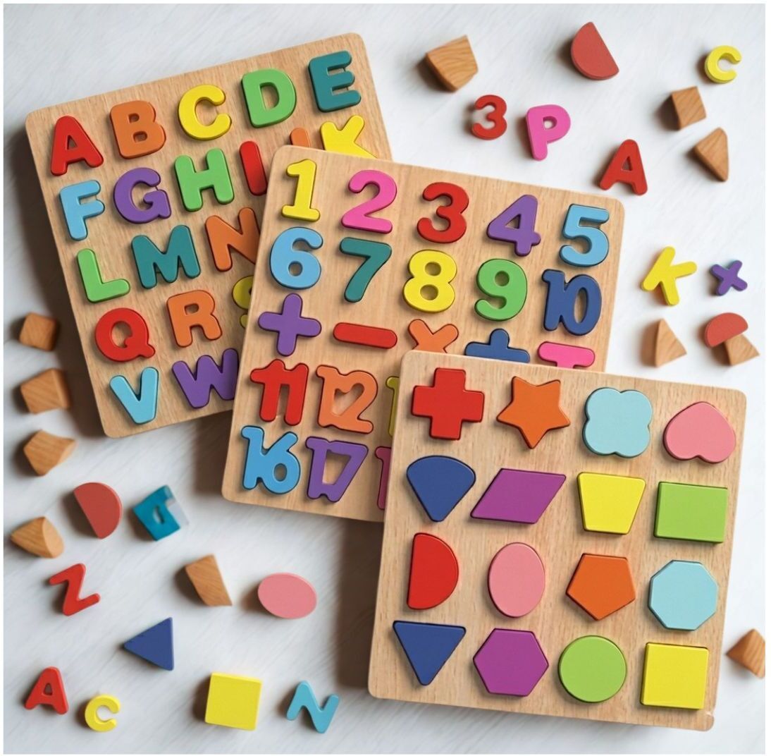 beauty bright Montessori Wooden Alphabet Number Shape Puzzle Board for Preschool Kids B1T706-picture-7