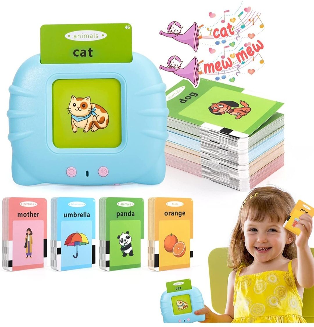 112 PCS Flash Cards for Kids English Words Preschool Reading Early Talking Toy