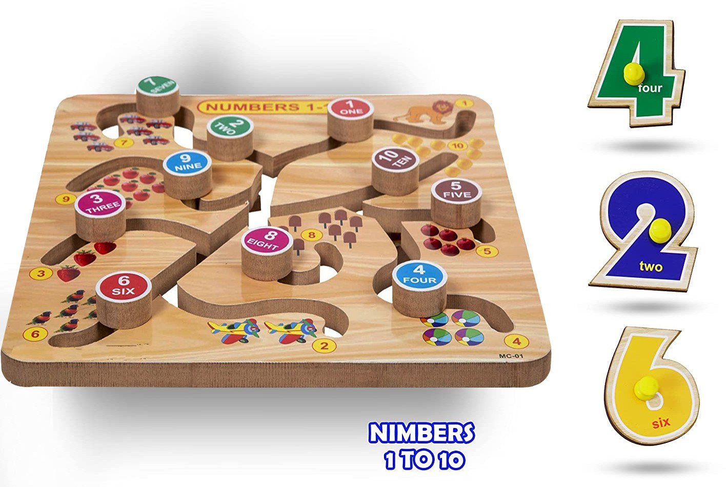 plus shine Education Tracing Puzzle Number/ Counting 1-10 Maze Matching Practice Board Game image 1