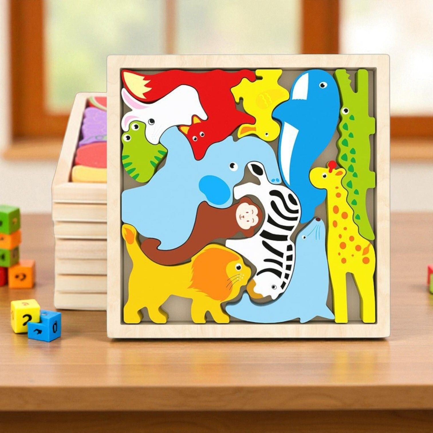 Multicolor Wooden Animal Puzzle – Fun & Educational Toy for Kids W145-image-43