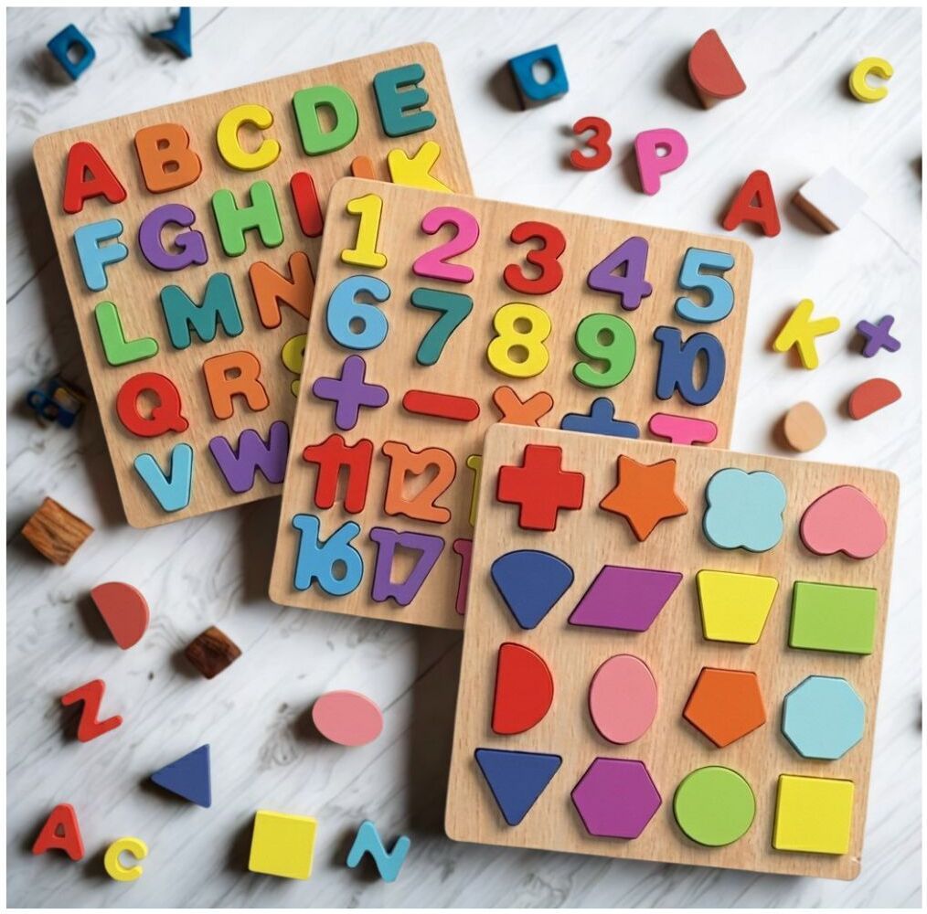 beauty bright 3 in 1 Montessori Wooden Learning Board Alphabet Number Shape Puzzle B1T732-picture-12