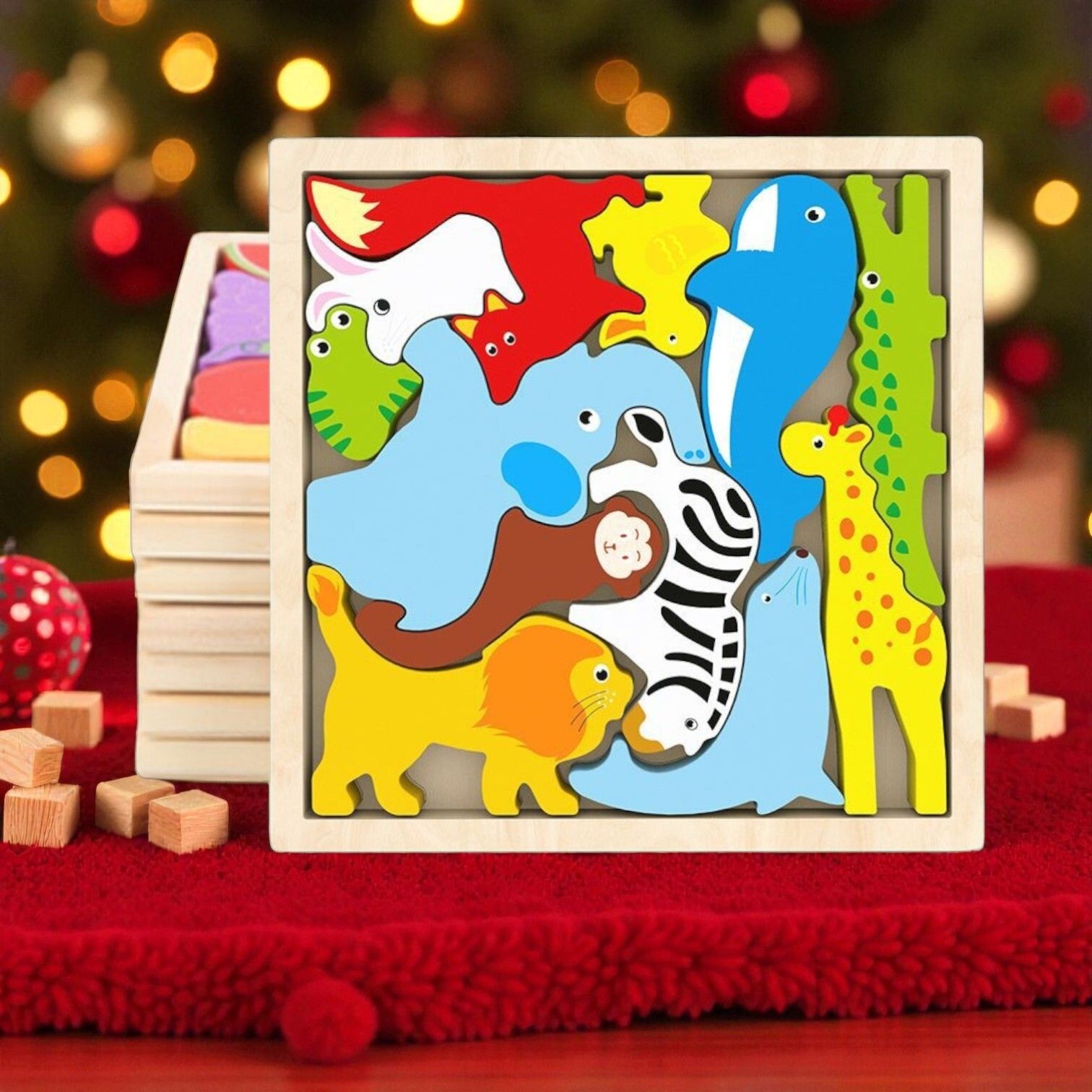 Multicolor Wooden Animal Puzzle – Fun & Educational Toy for Kids W24-image-30