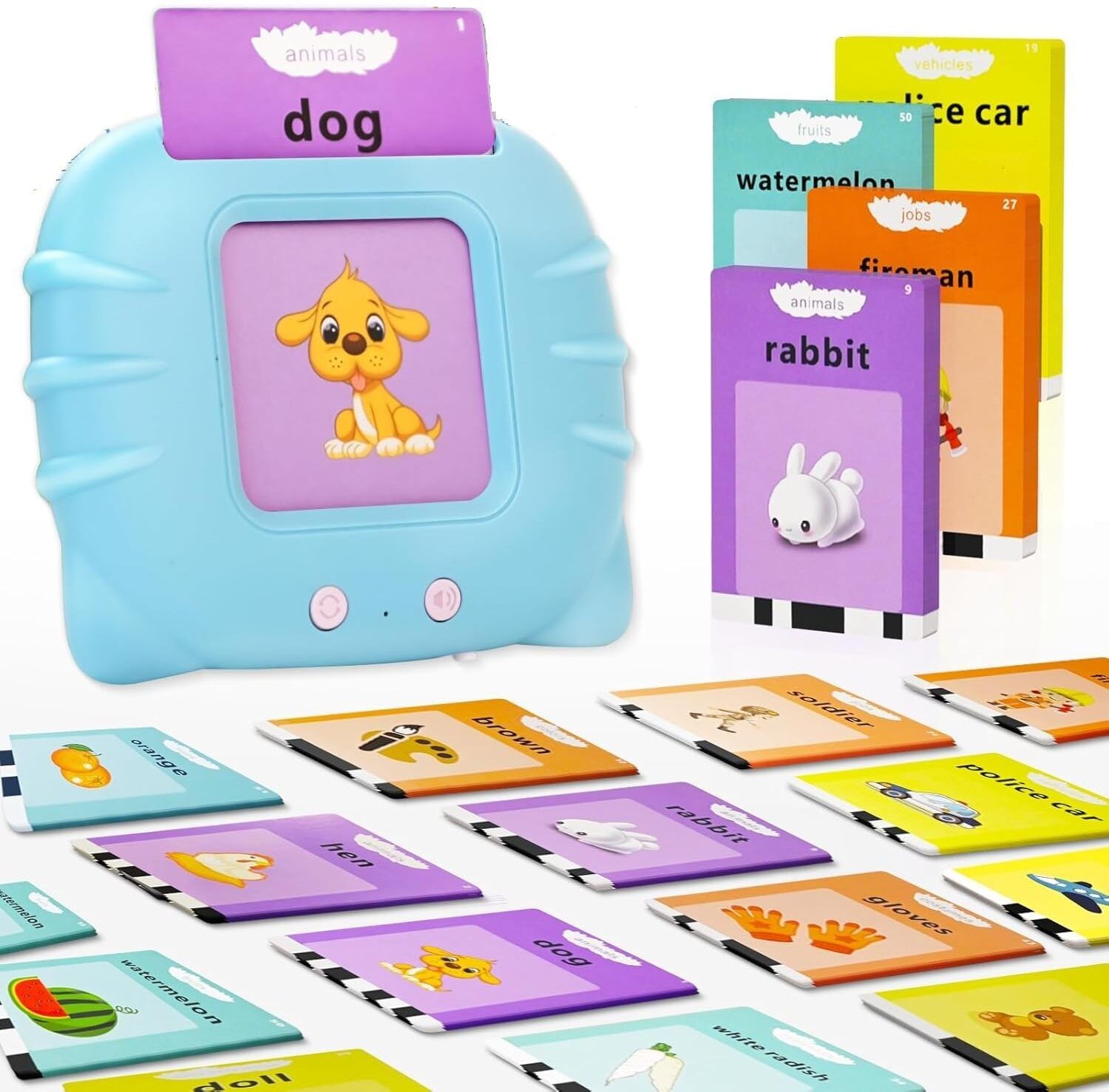 Rechargeable Educational Toys for 2 3 4 Years Old Kids, Talking Cards Learning