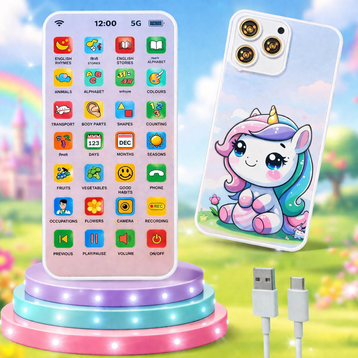 d p Educational Mobile Phone Toy for Kids & Baby Rechargeable Light and Sound Toys-picture-25