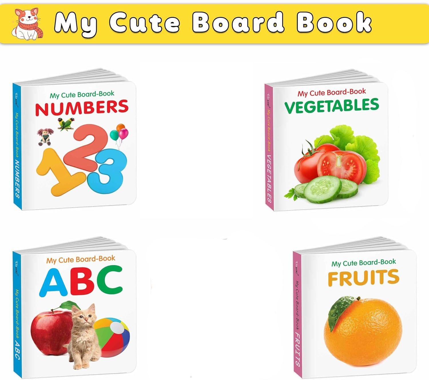 Mini Board GK Set: Fruits Vegetables ABC Numbers Preschool learning book-image-16
