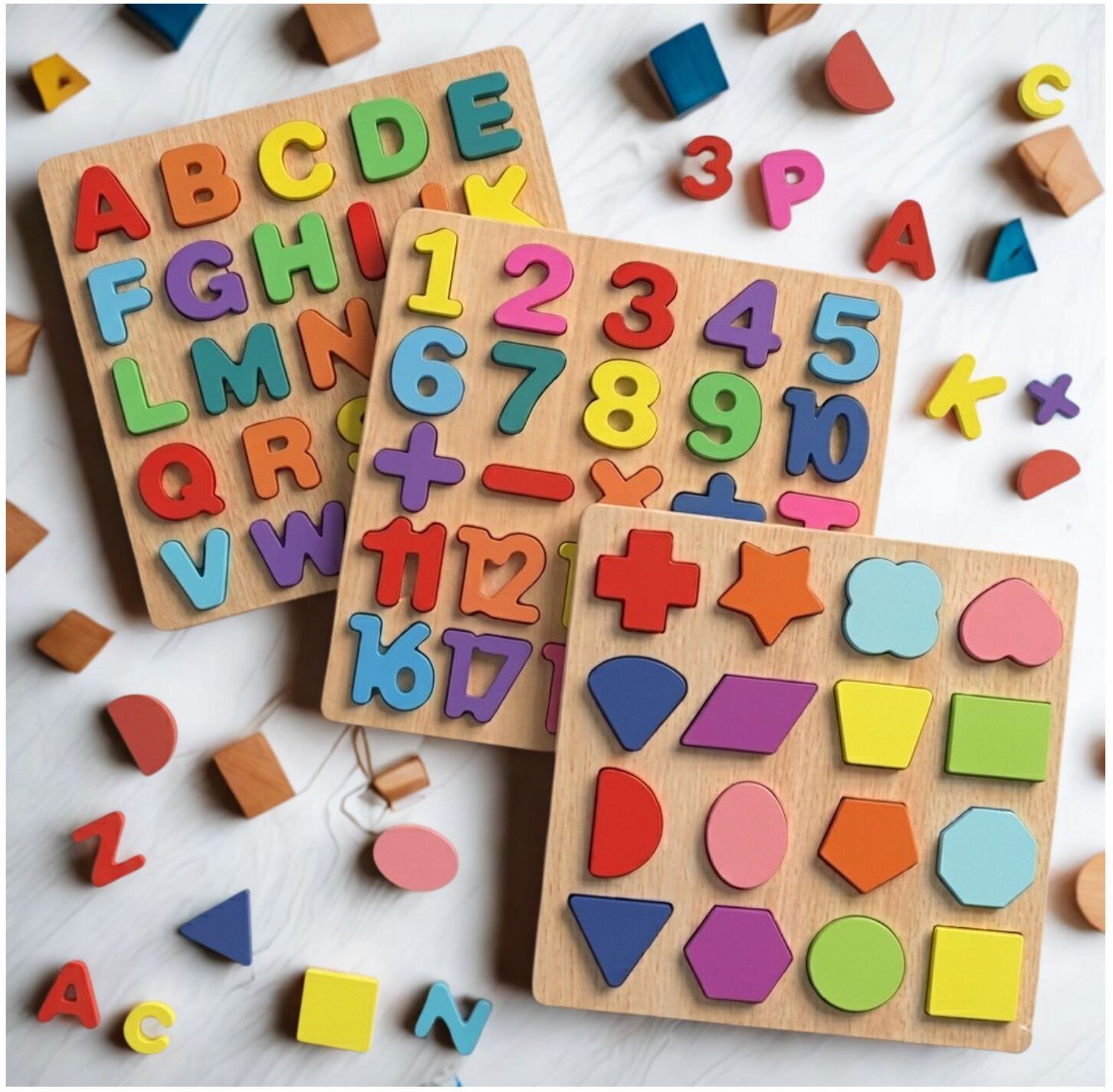beauty bright Wooden Educational Learning Board ABC Number Shape Puzzle for Kids B1T678-picture-15