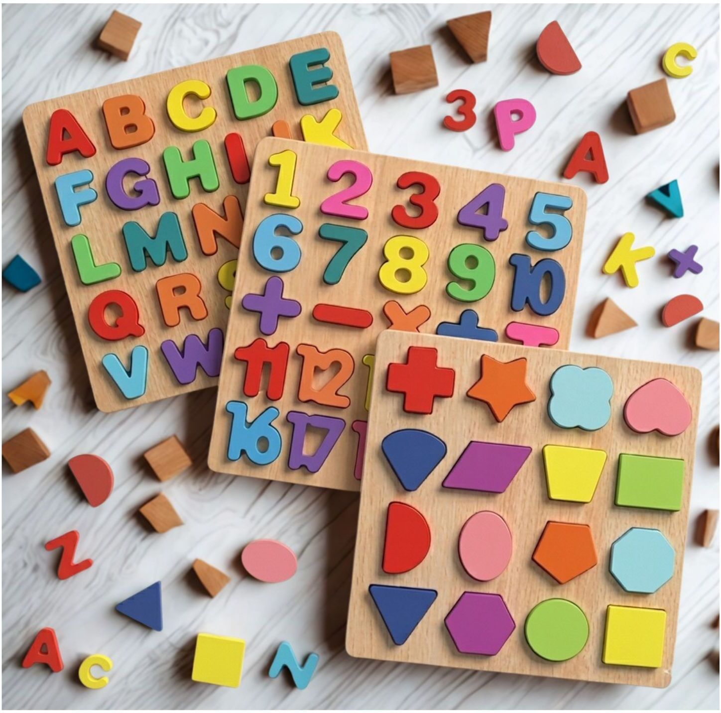beauty bright Wooden Educational Learning Board ABC Number Shape Puzzle for Kids B1T676-picture-41