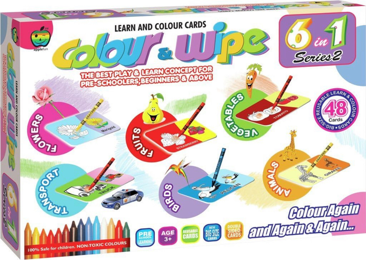 jayaansh traders 6 in 1 Colour & Wipe game lean & Colours & Wipe Cards for kids.. image 1
