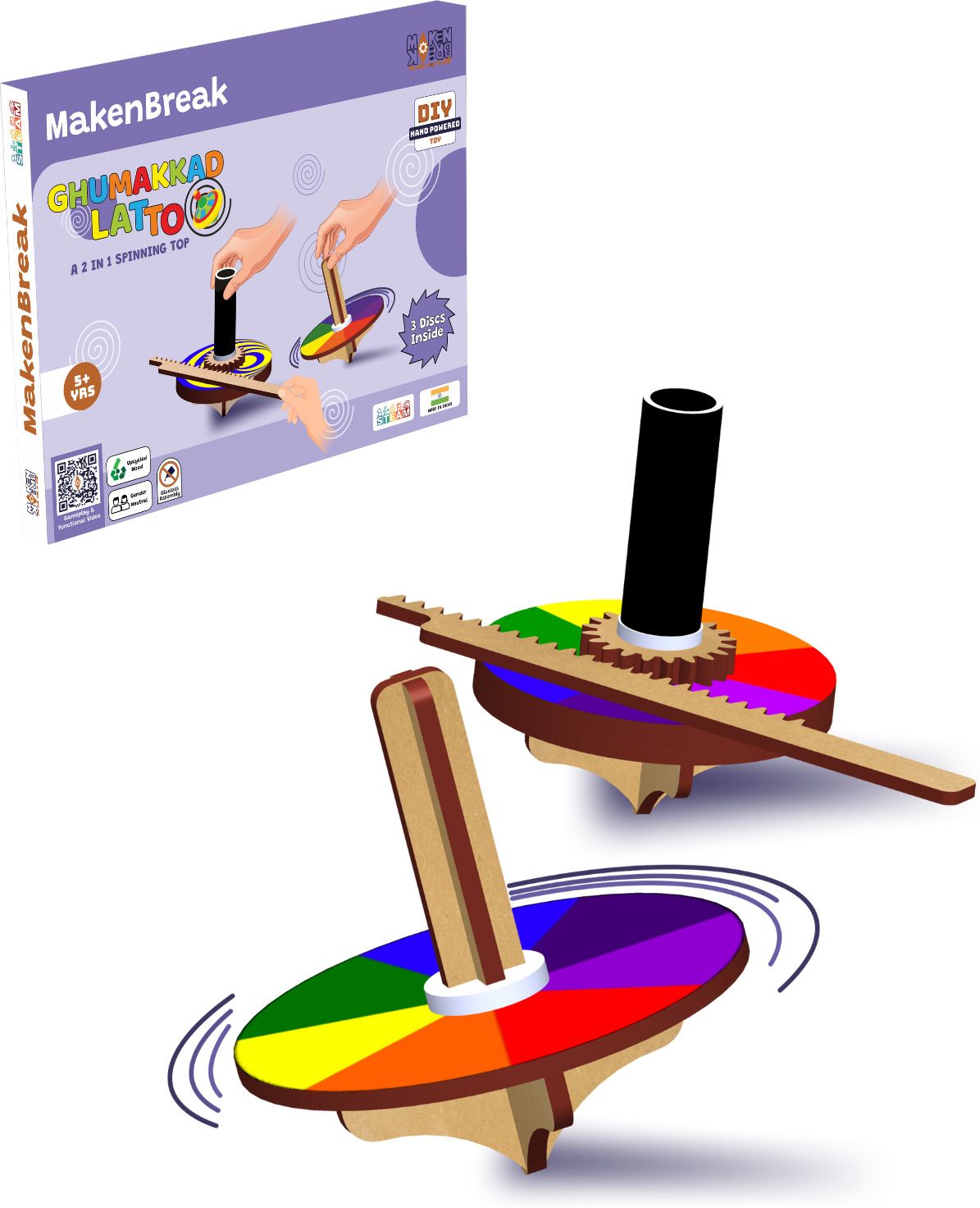 makenbreak Ghumakkad Lattoo|DIY STEM/STEAM Toy, Beyblade Spinning Top Bday Gift for 5 years-picture-10