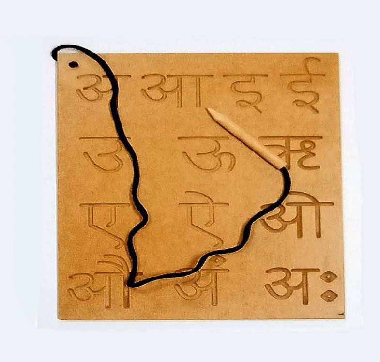 shalafi Wooden Tracing Board for Kids with Pencil for Handwriting Practice Hindi Swar-picture-43
