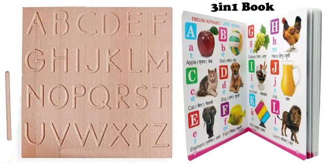 ABC Wooden Tracing Board Alphabet Writing Practice Slate Learning Toys+3in1 Book-image-10