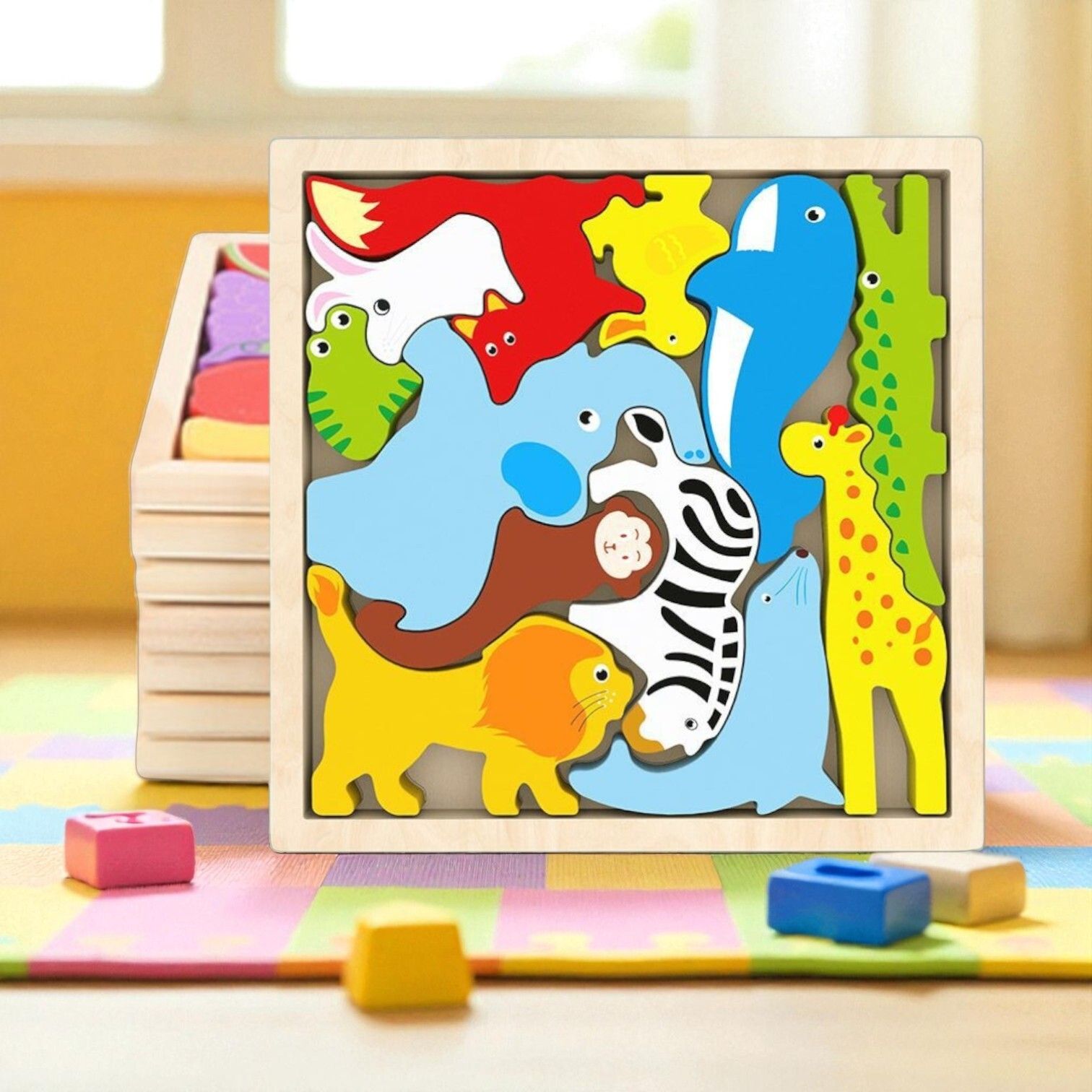 vhd Multicolor Wooden Animal Puzzle – Fun & Educational Toy for Kids W123-picture-19