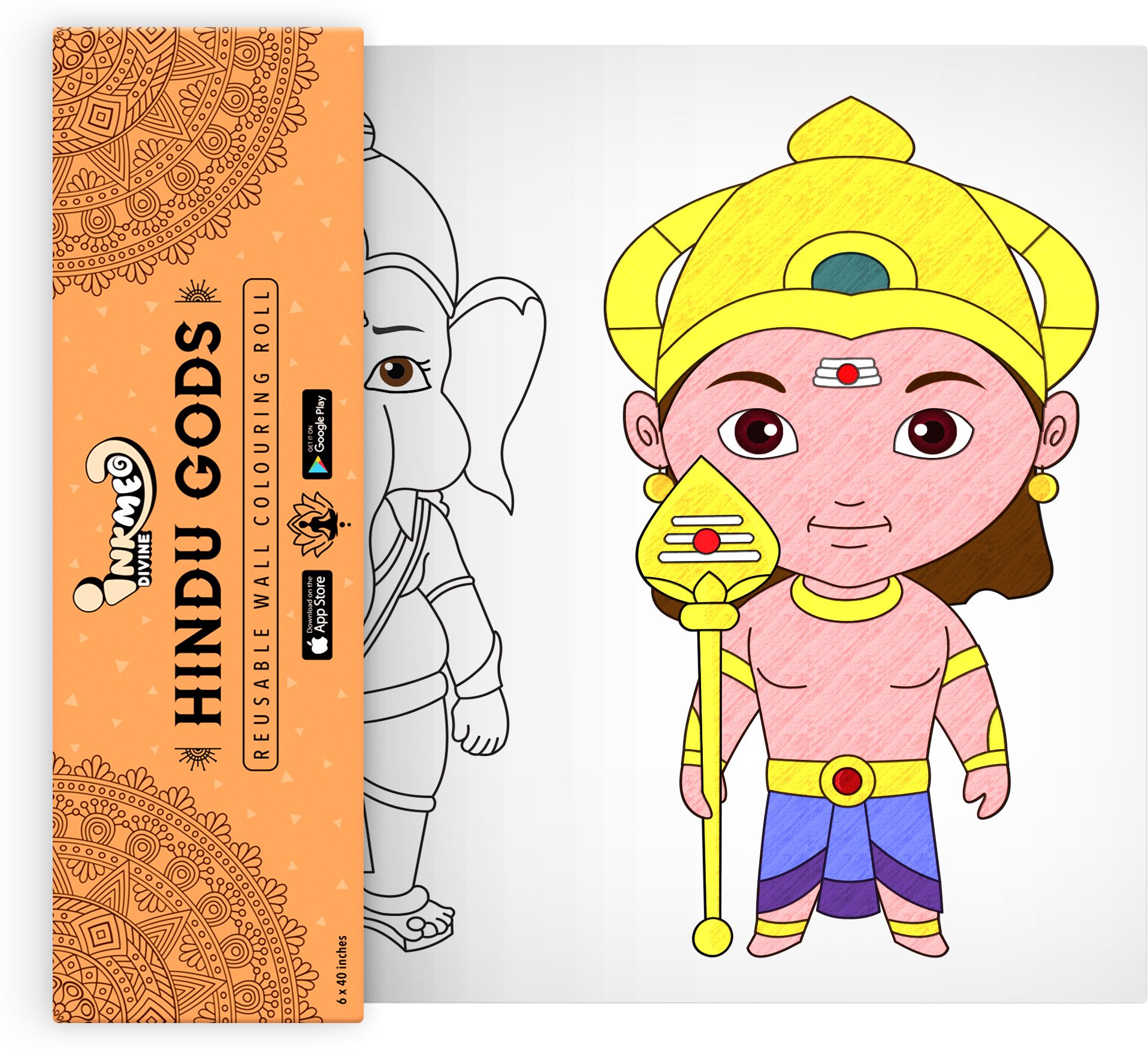inkmeo Hindu Gods Reusable Wall Colouring Roll-picture-34