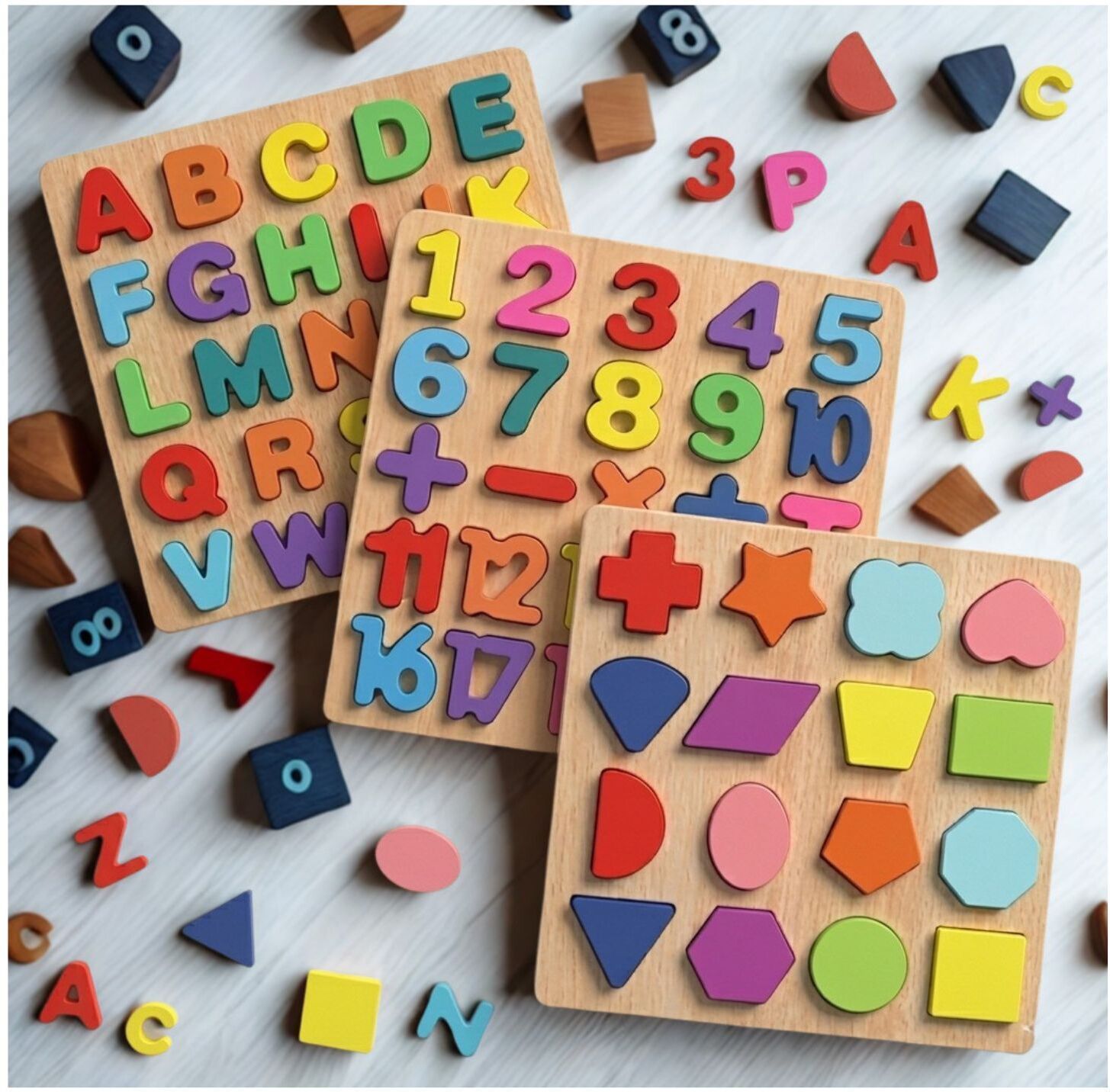 beauty bright Wooden Educational Puzzle Board Alphabet Number Shape Learning Toy Kids B1T675-picture-26