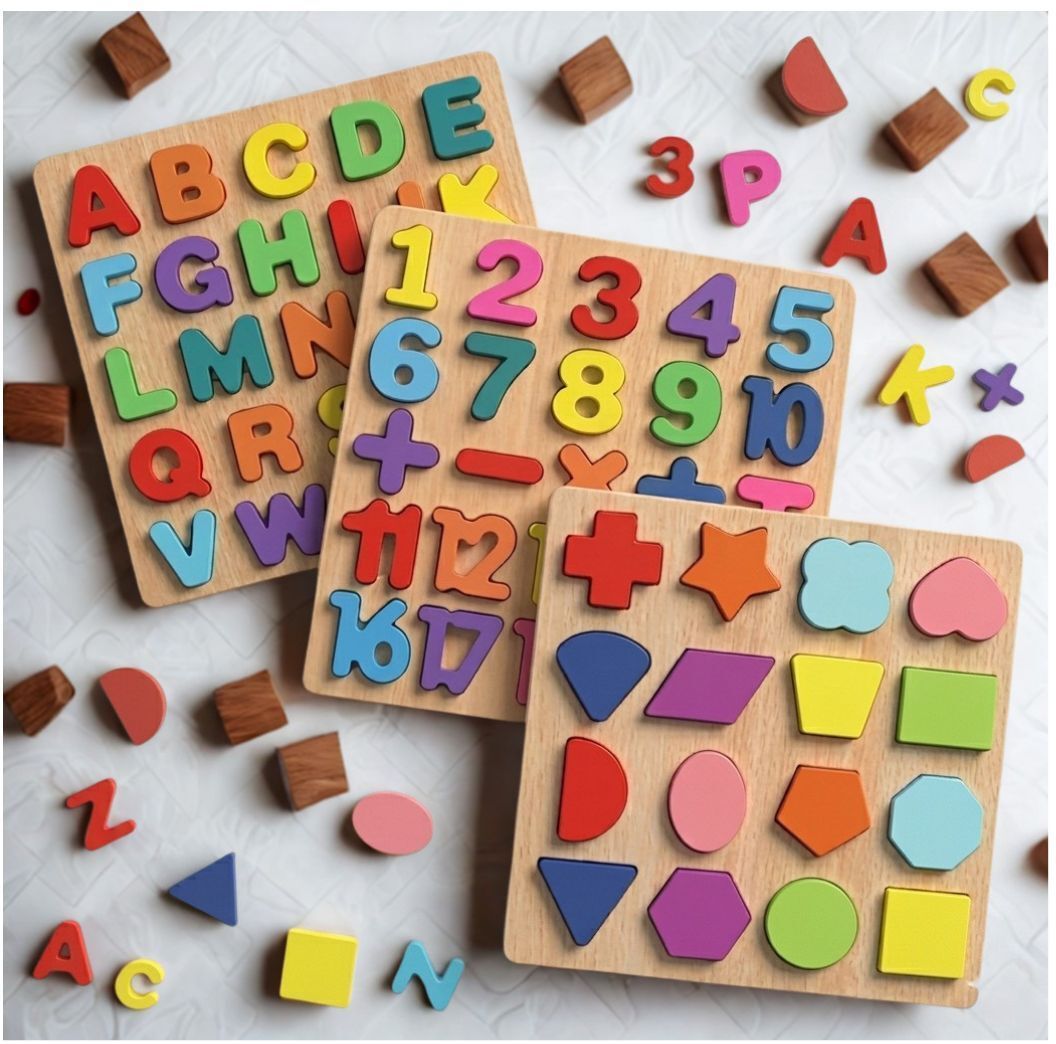 Educational Wooden Puzzle Board for Kids Alphabet Number Shape Activity B1T718-image-38