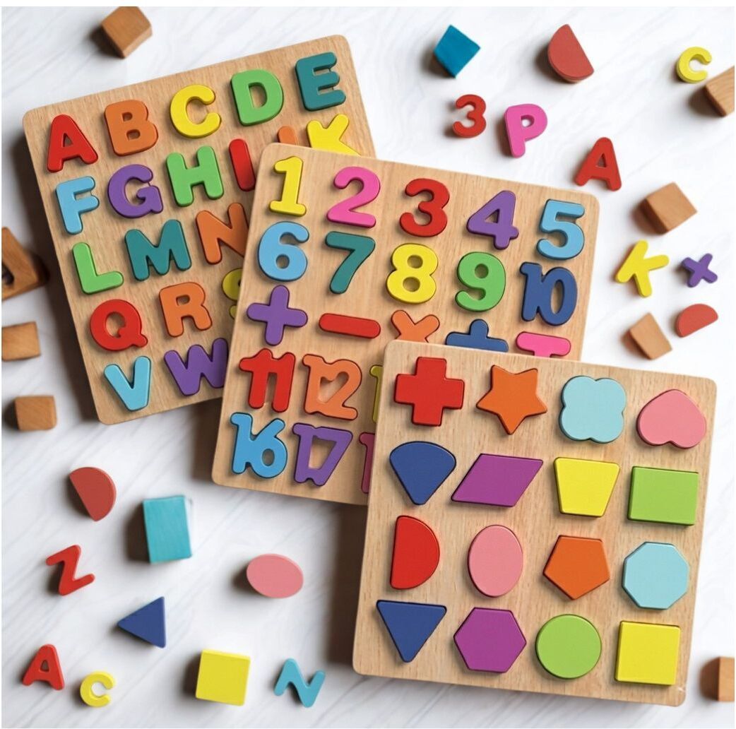 beauty bright 3 in 1 Wooden Puzzle Board for Kids Alphabet Number Shape Montessori Toy B1T721-picture-30