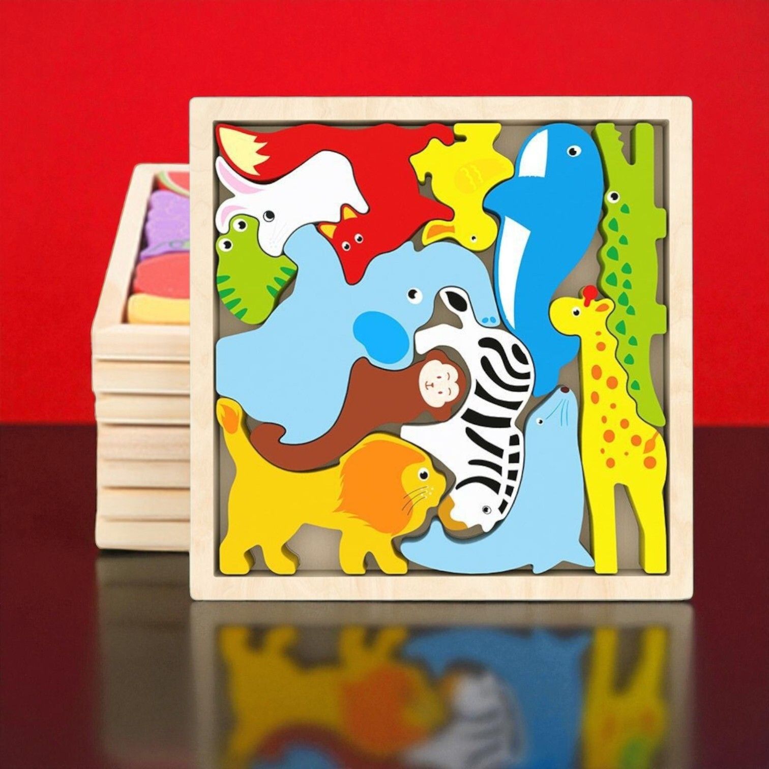 vhd Multicolor Wooden Animal Puzzle – Fun & Educational Toy for Kids W51-picture-33