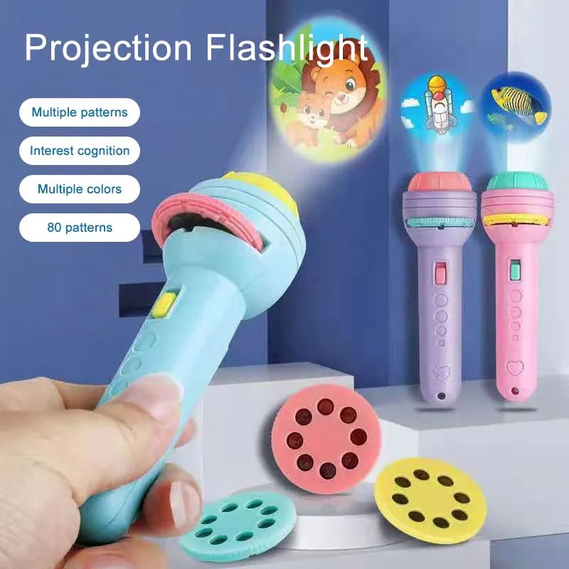 Mini Projector 3 Slides 24 Patterns Flashlight Kids Projection Light Torch Toy-image-3