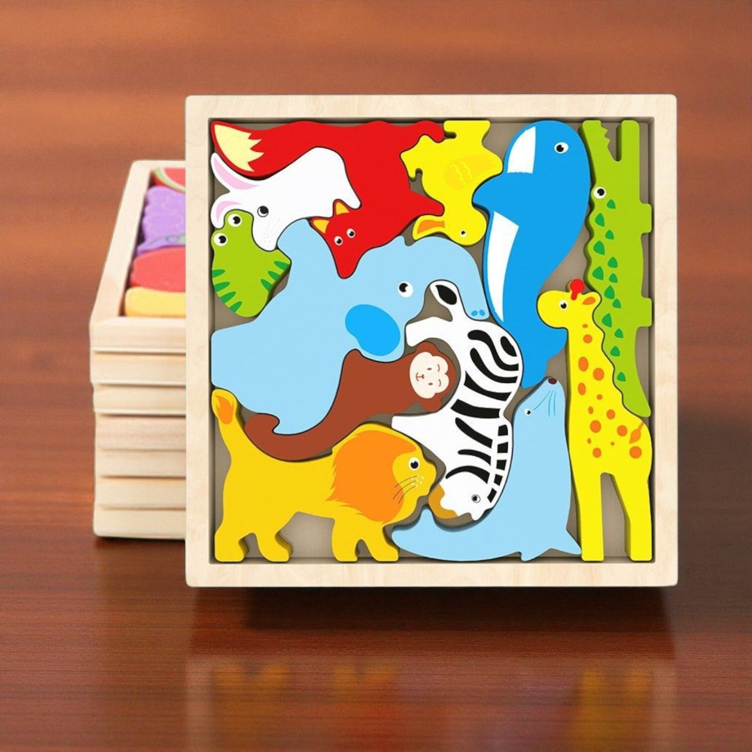Multicolor Wooden Animal Puzzle – Fun & Educational Toy for Kids W143-image-42