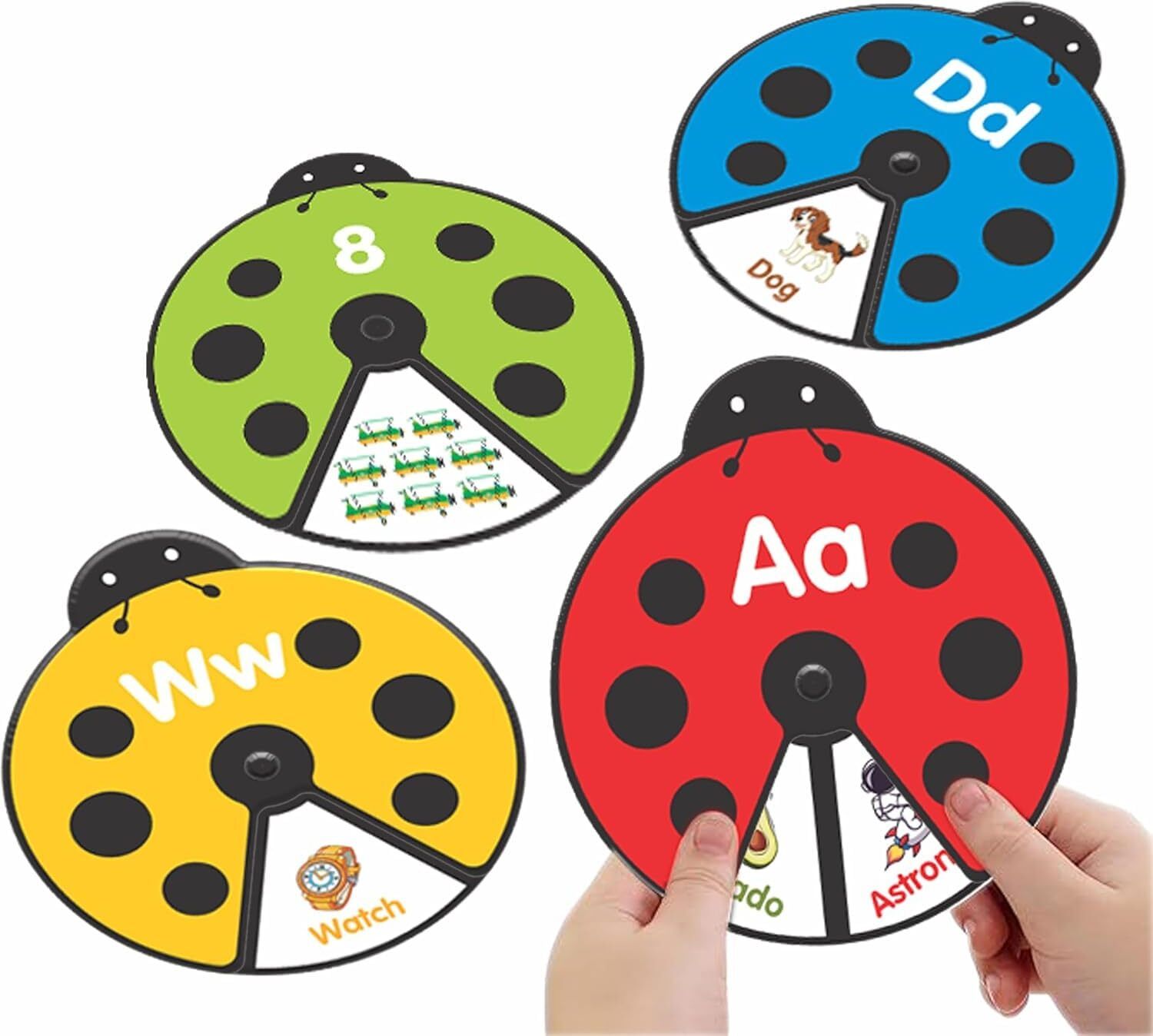 mumma mall Early Learning Montessori Spinning Cards – ABC 123 Alphabet, Number Toy for Kids-picture-11