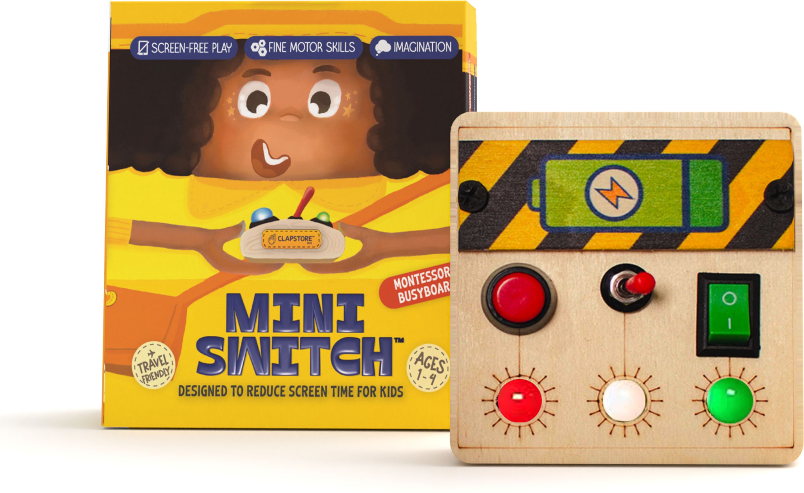 Montessori Mini Switch Busy Board with LED Light & Switch for Kids