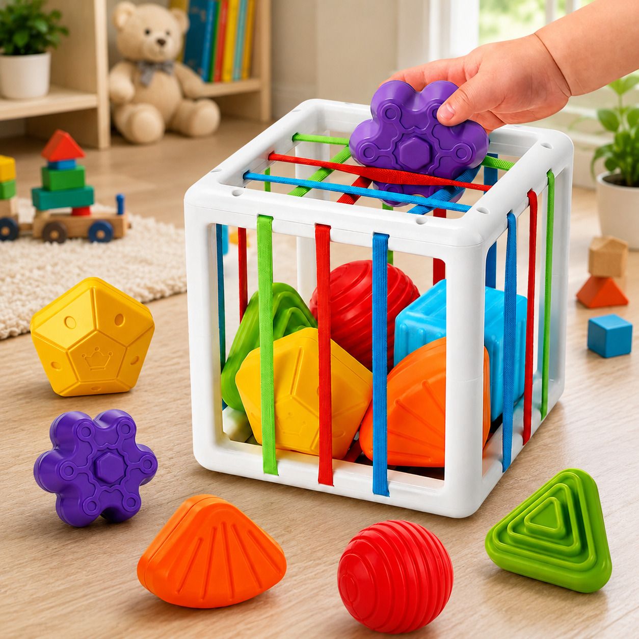 rahi nest Shape Sorter Toy for Kids | Elastic Band Sensory Cube Learning Activity-picture-24