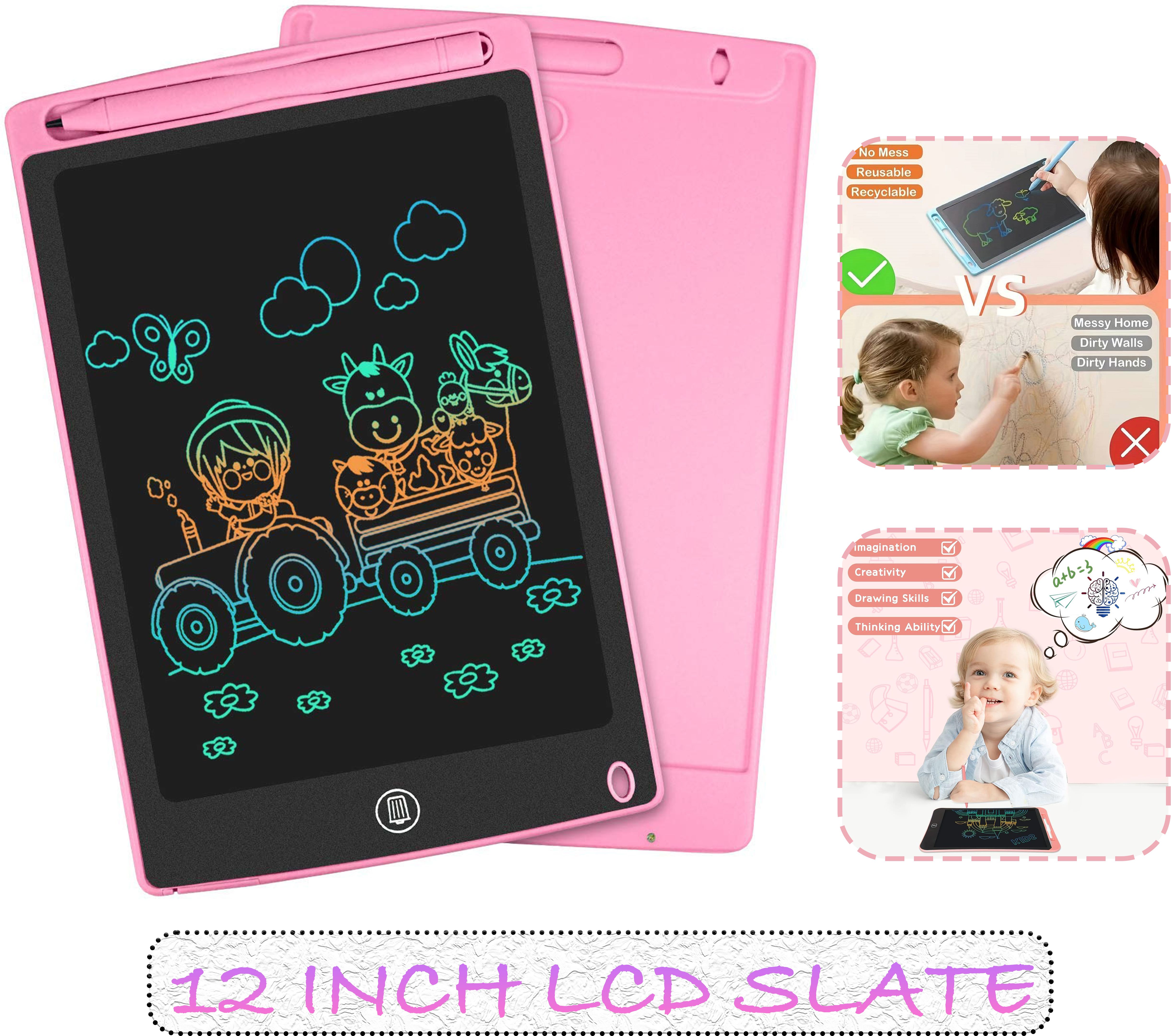 12 Inch LCD Writing Tablet with Stylus Pen, Electronic Colourful Screen Magic