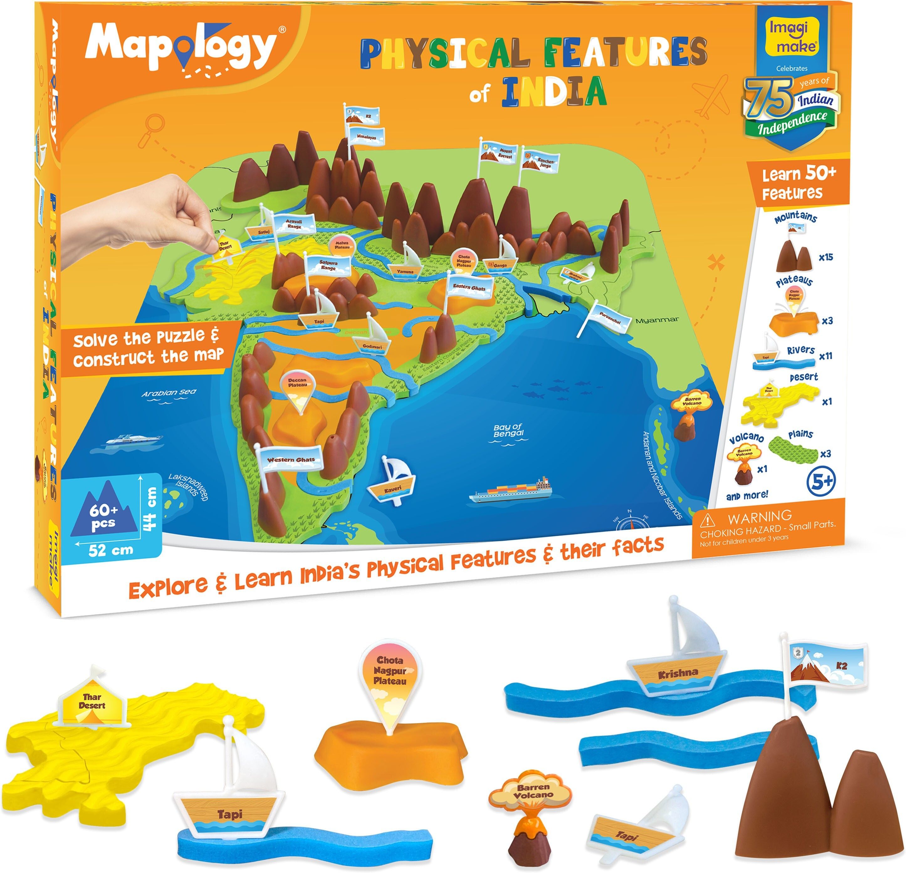 Mapology - Physical Features of India- Educational Toy & Learning Aid- 5 years+