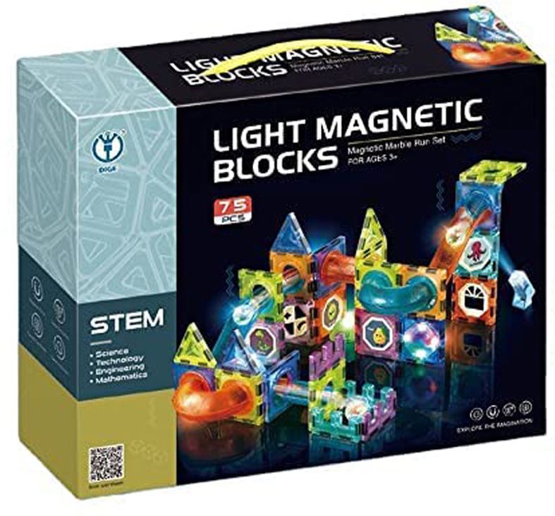 Magnetic Light Building Blocks Toy 75-Piece Set Construction Learning for Kids-image-31