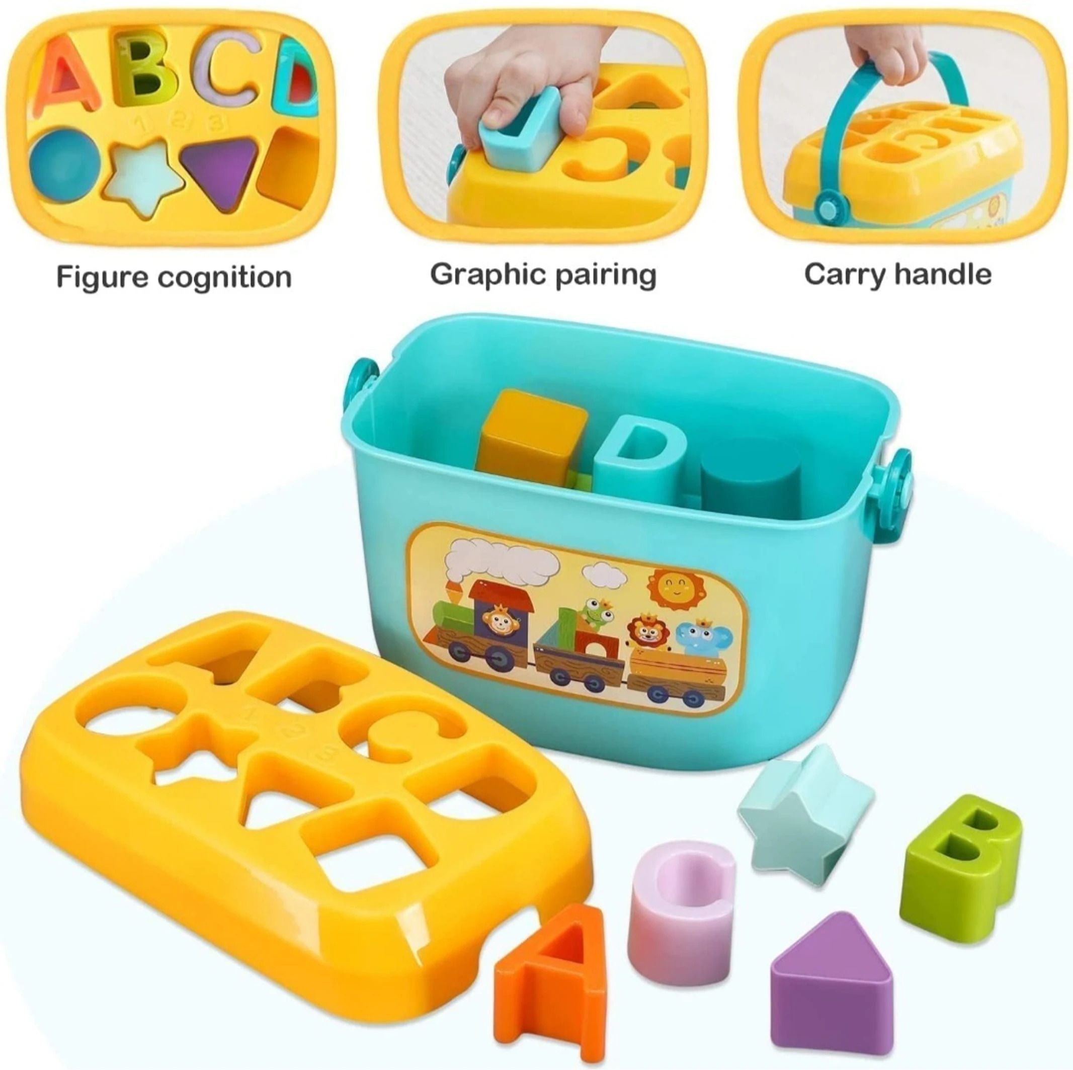 fraimingo Preschool Educational Shape Sorting Bucket with Alphabet Pieces-picture-28