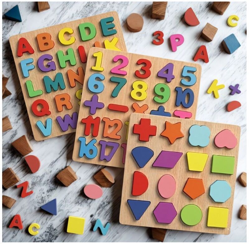 beauty bright 3in1 Wooden Alphabet Number Shape Learning Puzzel Board Set WD-290-picture-10