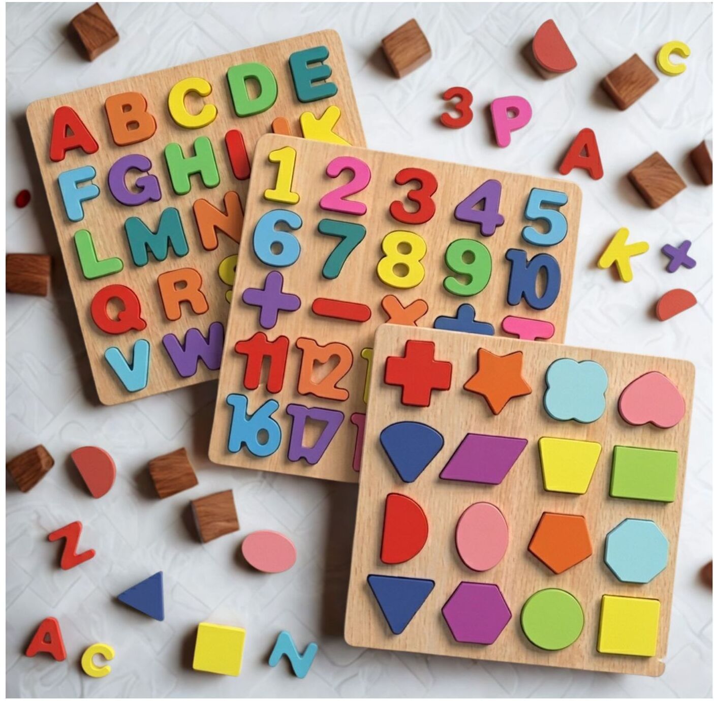beauty bright Wooden Educational Puzzle Board Alphabet Number Shape Learning Toy Kids B1T692-picture-25