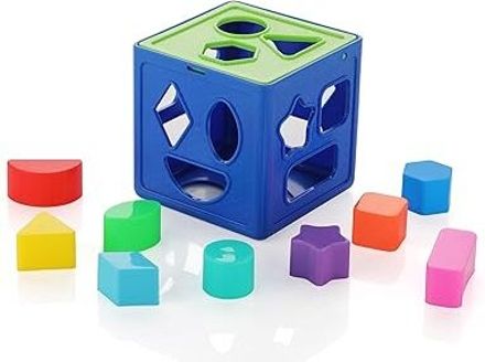 Early Learning Shape Sorter Cube Toy with Geometric Blocks and Storage Box-image-13