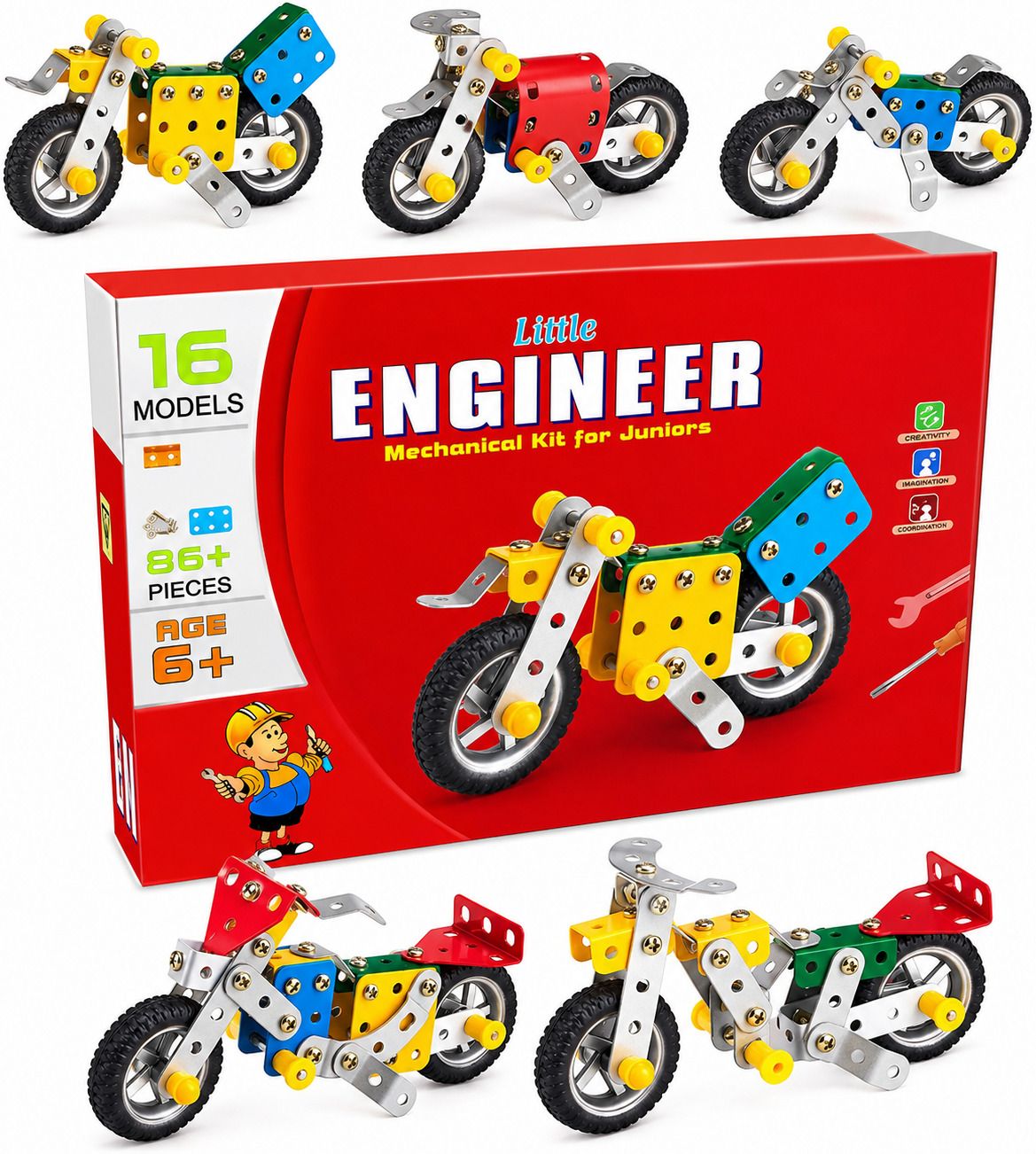 sarnav DIY Mechanical Bike Construction Kit for Kids Educational STEM Toy-picture-28
