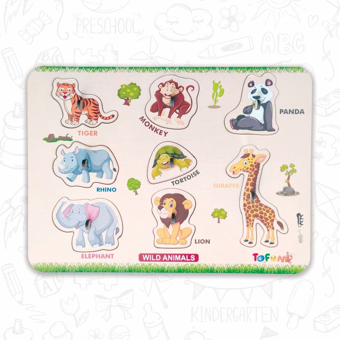tofani Wooden Pegged Puzzle for Kids | Wild Animals Learning Educational Toy-picture-22