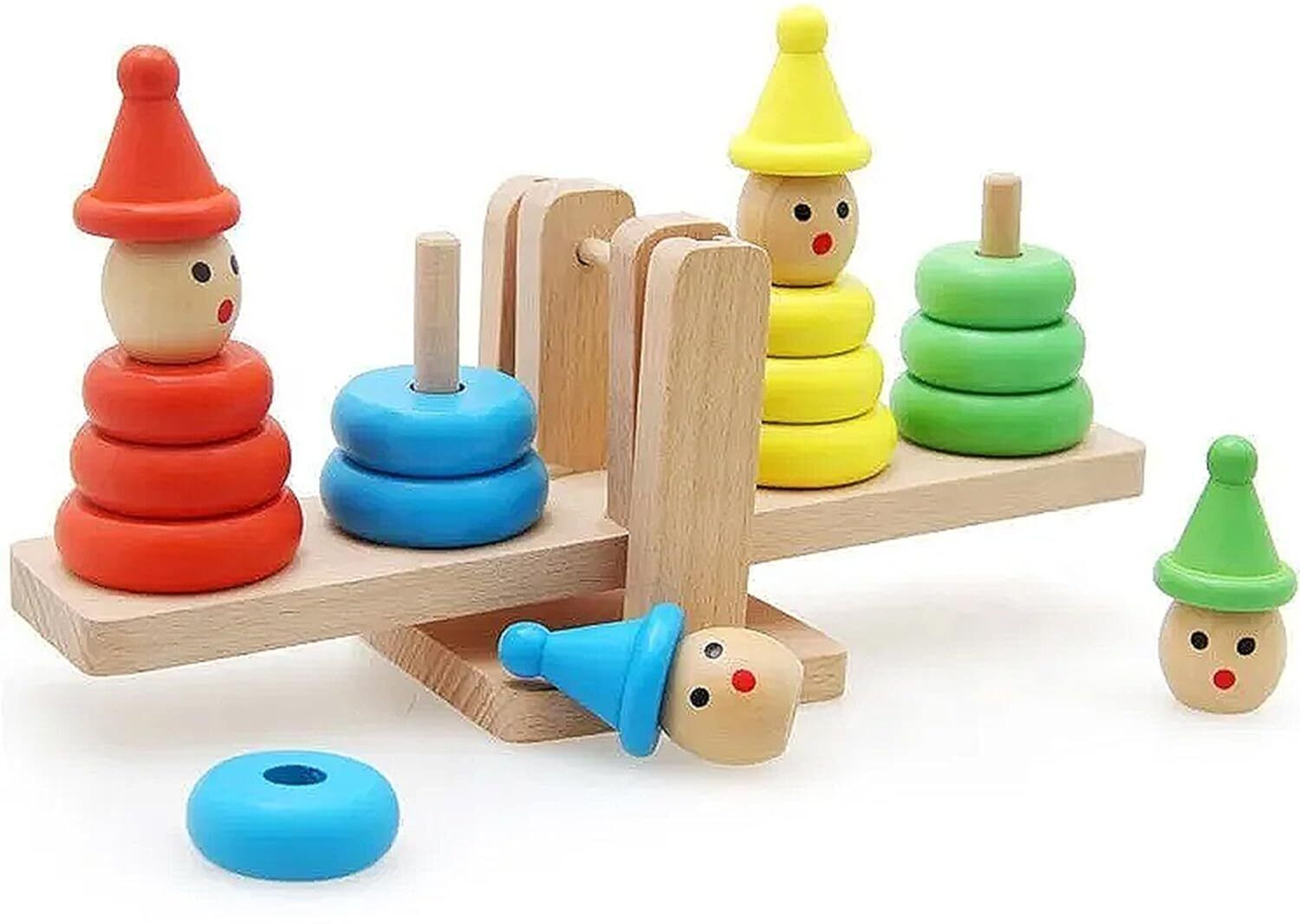 little mind Wooden Balancing Ring Stacker Toy Montessori Learning Game for Kids (16 Pieces)-picture-23