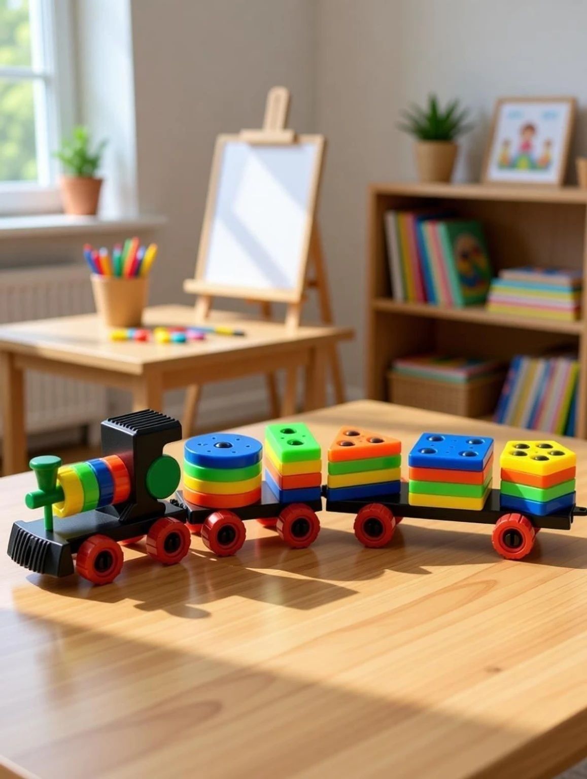 toy street Geometric Train Blocks Shape Sorting & Colour Stacking Toys for Preschool Kids Educational Board Games-picture-0