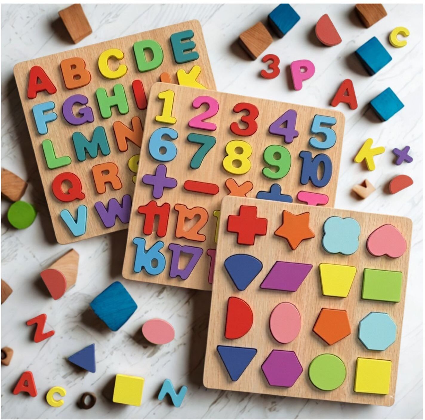 beauty bright 3 in 1 Wooden Puzzle Board for Kids Alphabet Number Shape Montessori Toy B1T687-picture-34