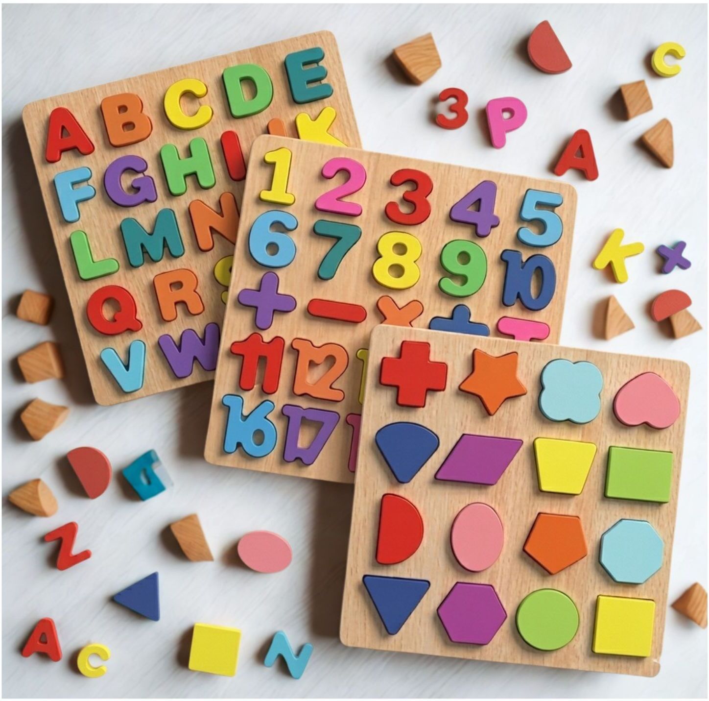 Educational Wooden Puzzle Board for Kids Alphabet Number Shape Activity P1S677-image-14
