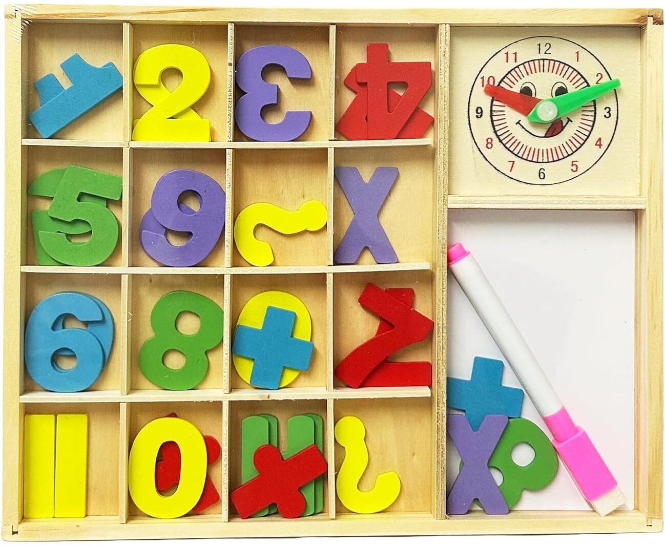 Educational Wooden Number Board, 1 Doodle Pen, Clock Time Recognition