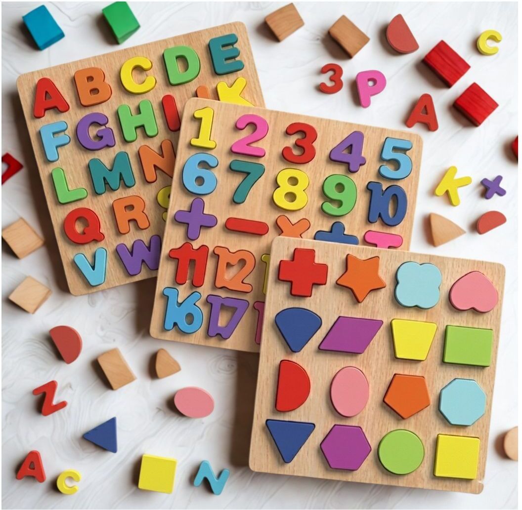 Wooden ABC Number Shape Puzzle Board Montessori Learning Toy for Kids P1S719-image-30