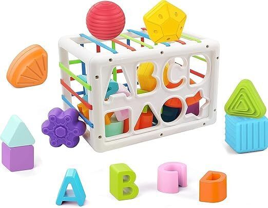 Montessori Shape Sorter Cube Toy for Babies with Soft Blocks & Elastic Bands-image-41