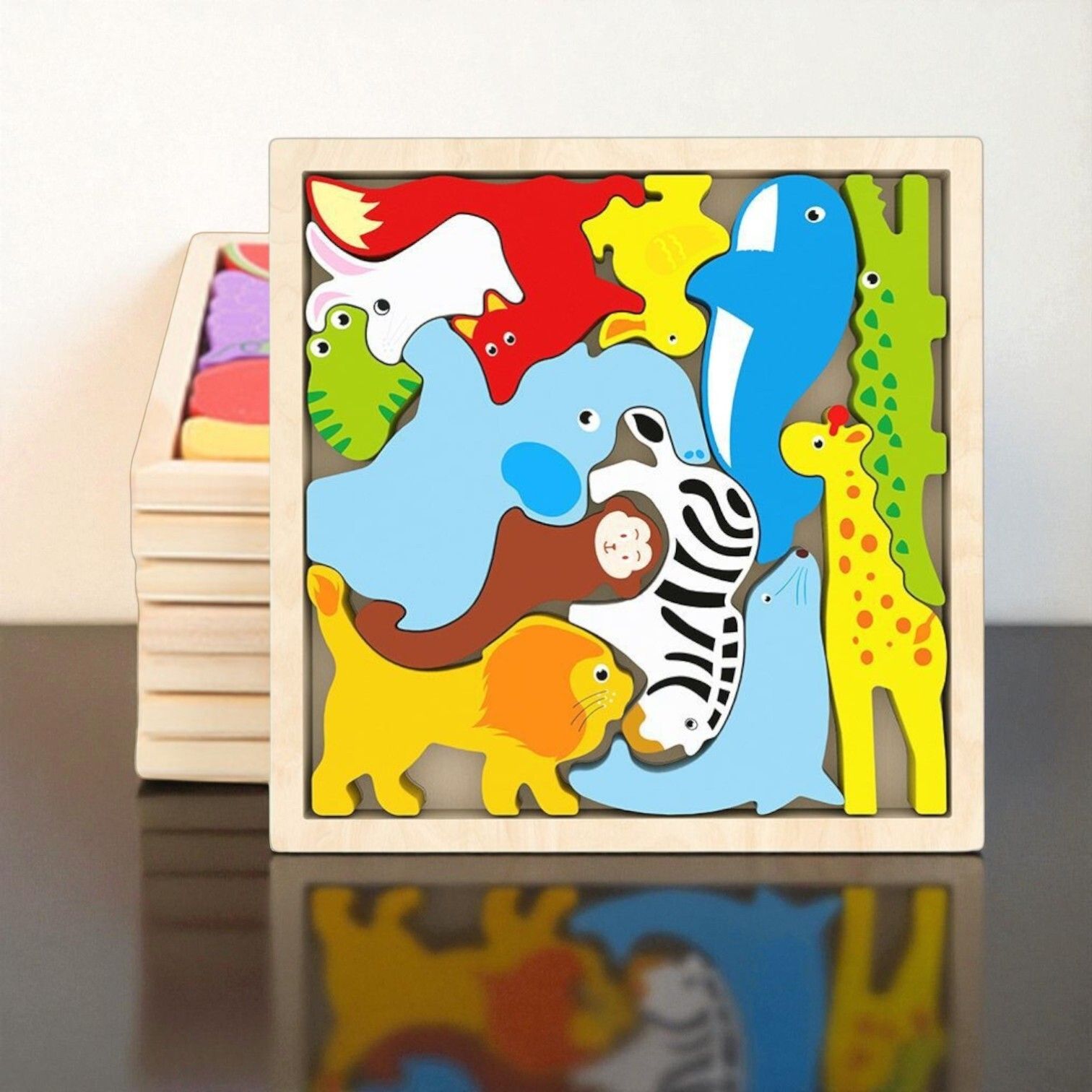 vhd Multicolor Wooden Animal Puzzle – Fun & Educational Toy for Kids W62-picture-16