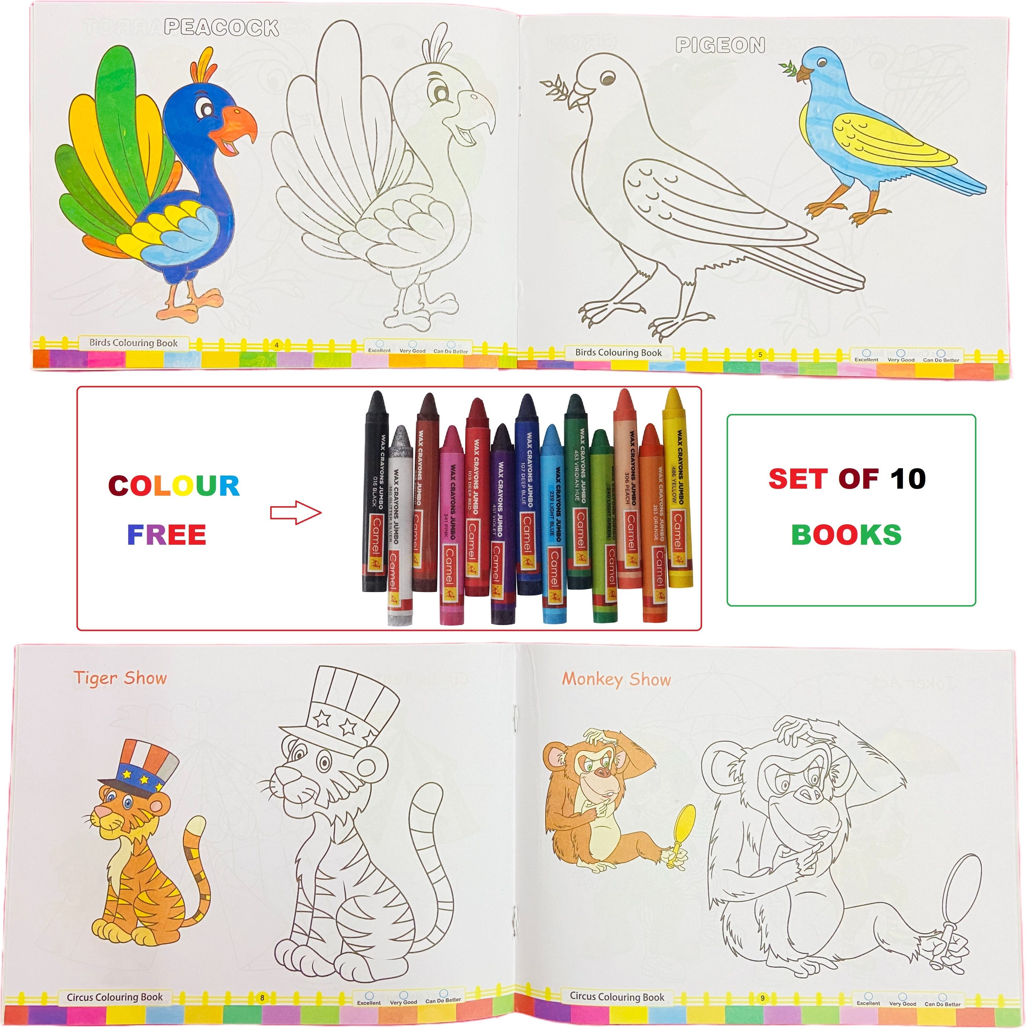 Colouring Drawing Book For Kids Pack Of 10 (Paperback)-image-1