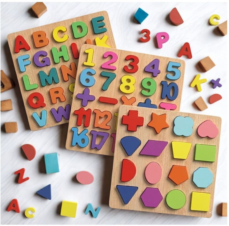 beauty bright 3in1 Wooden Alphabet Number Shape Learning Puzzel Board Set WD-275-picture-47